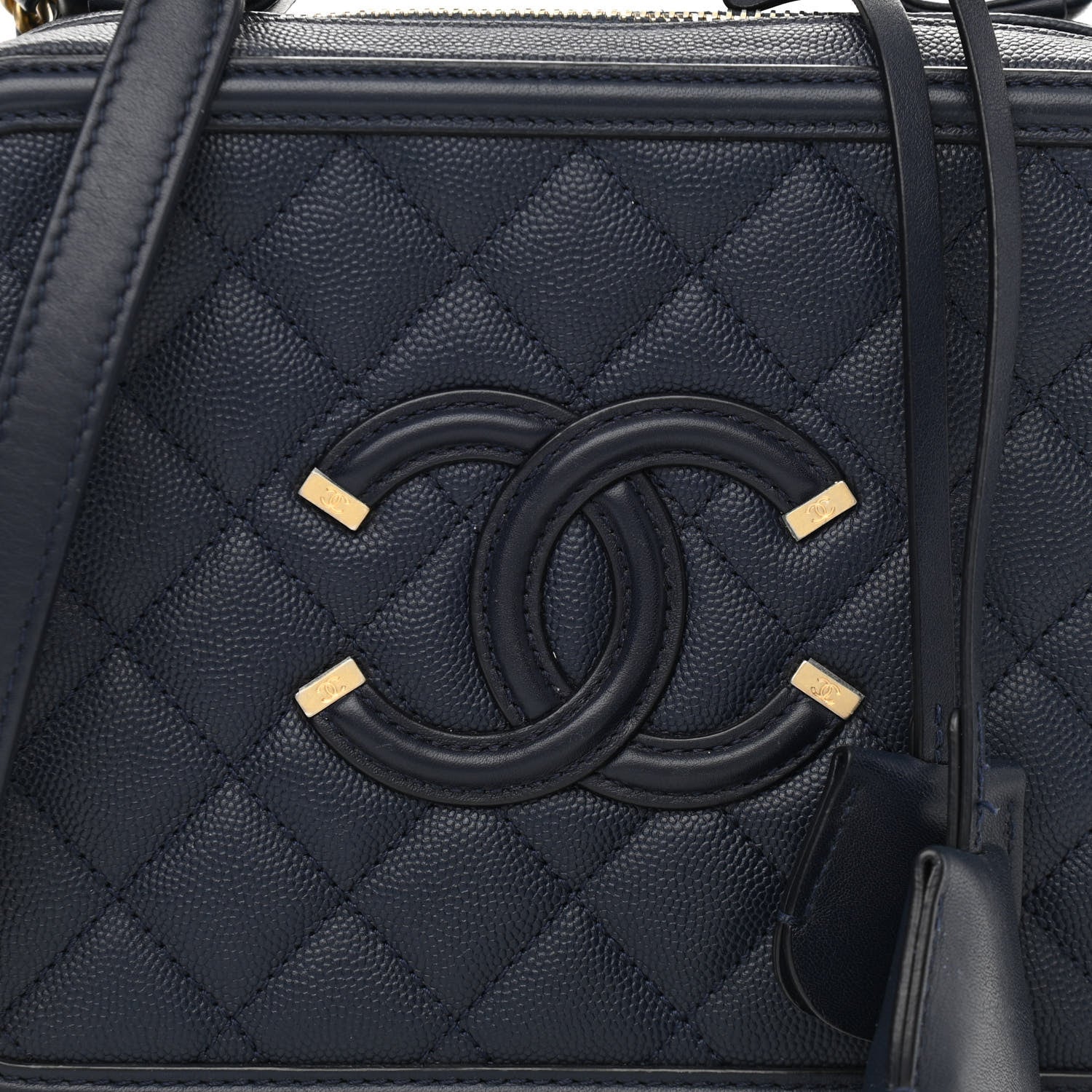 Chanel Caviar Quilted Medium CC Filigree Vanity Case Navy 9 of 15