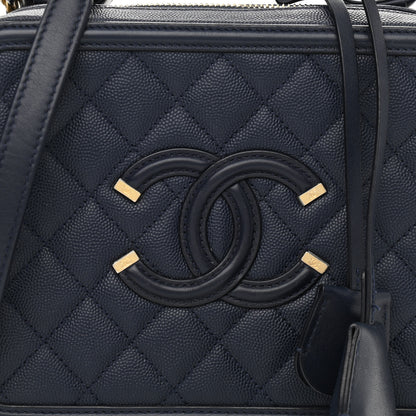 Chanel Caviar Quilted Medium CC Filigree Vanity Case Navy 9 of 15