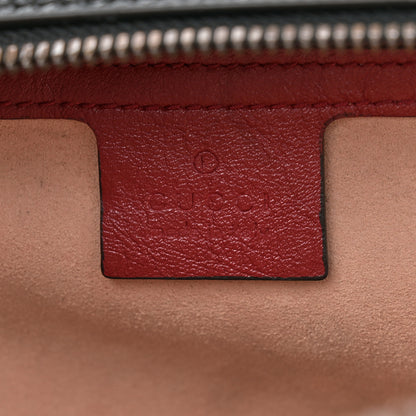 Gucci Vintage Effect Calfskin Matelasse Diagonal Small Torchon GG Marmont Bamboo Top Handle Shoulder Bag Black Romantic Cherry 6 of 11