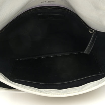 Saint Laurent Crinkled Calfskin Matelasse Monogram Medium Niki Chain Satchel Dirty White 5 of 8