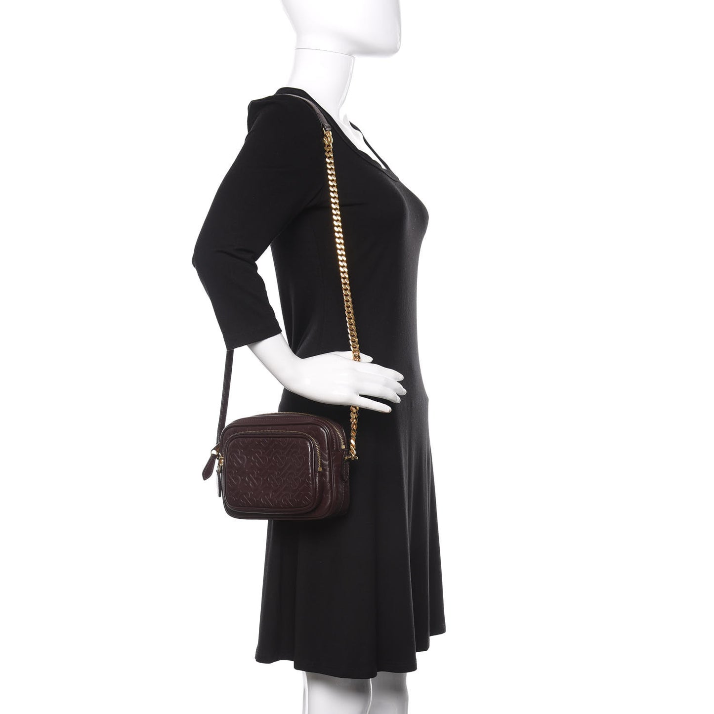 Calfskin Embossed Monogram Camera Chain Bag Dark Burgundy