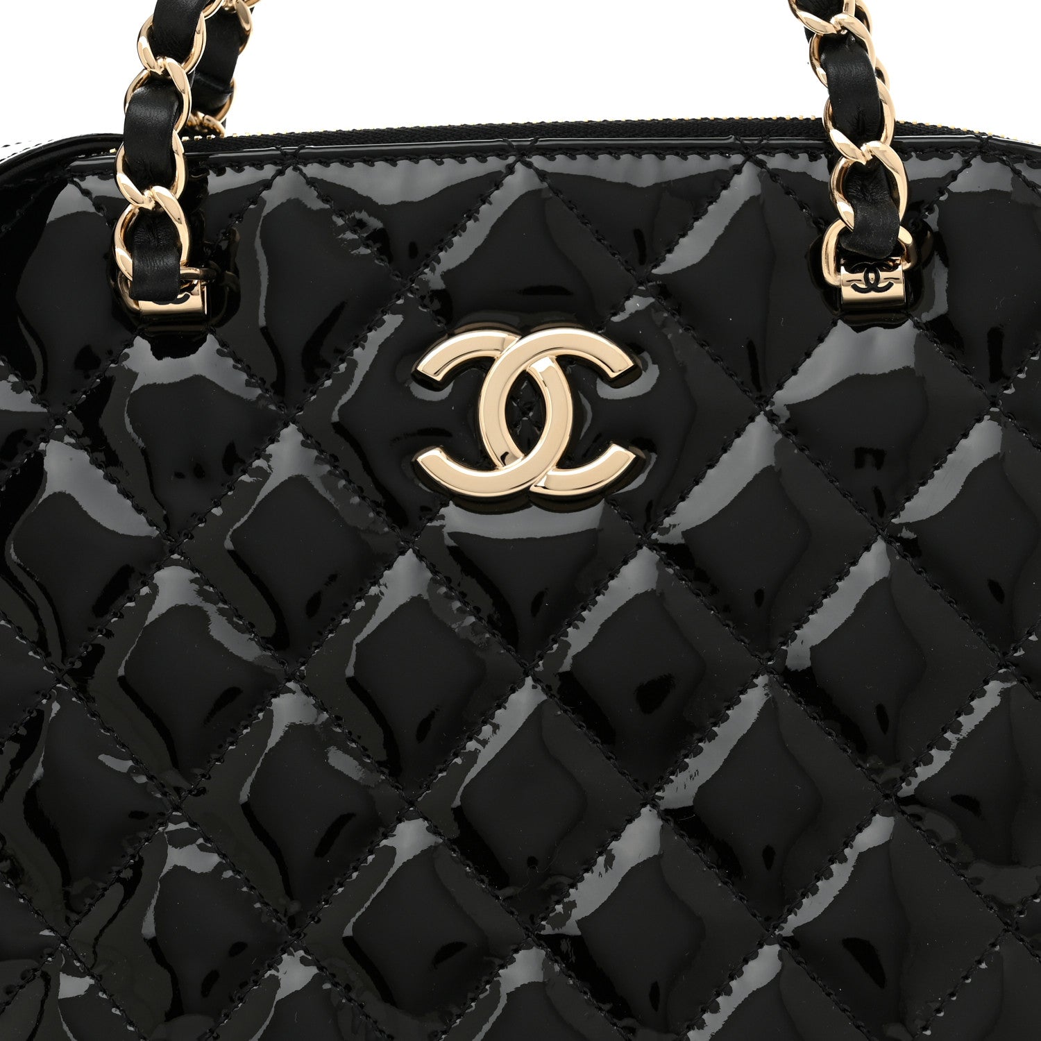 Chanel Patent Quilted Shiny Coco Small Shopping Bag Black 8 of 11