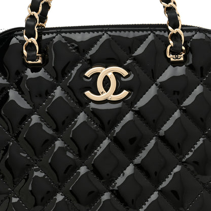 Chanel Patent Quilted Shiny Coco Small Shopping Bag Black 8 of 11