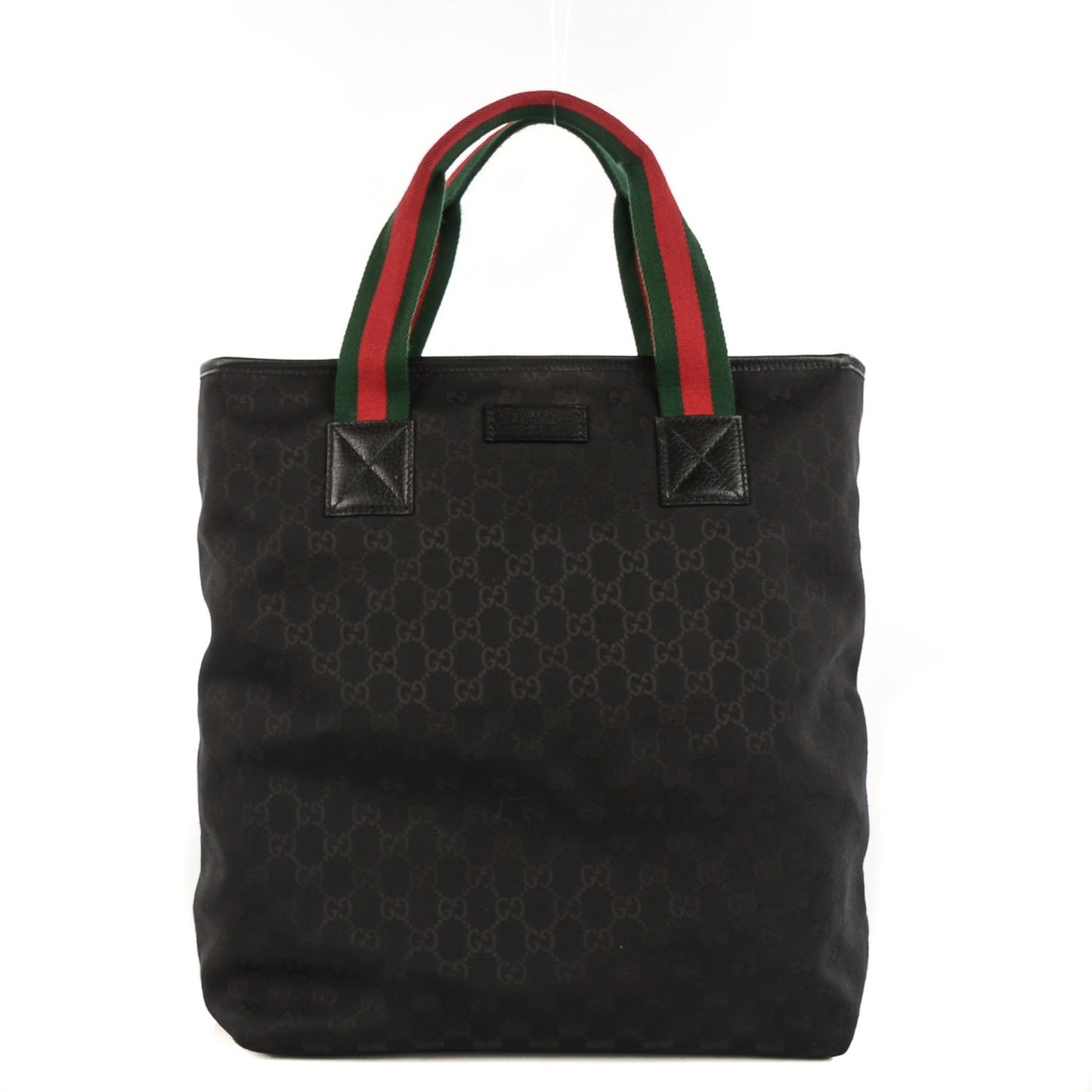 GG Monogram Medium Web Handle Vertical Tote Black