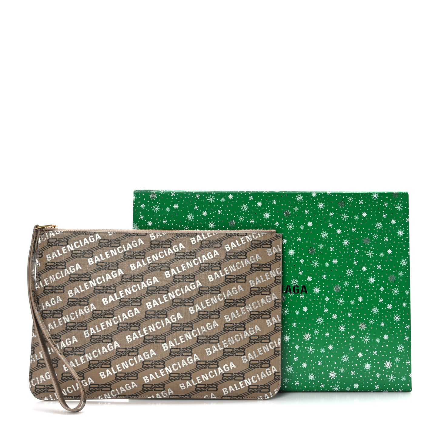 Coated Canvas BB Monogram Allover Logo Clutch Beige Brown
