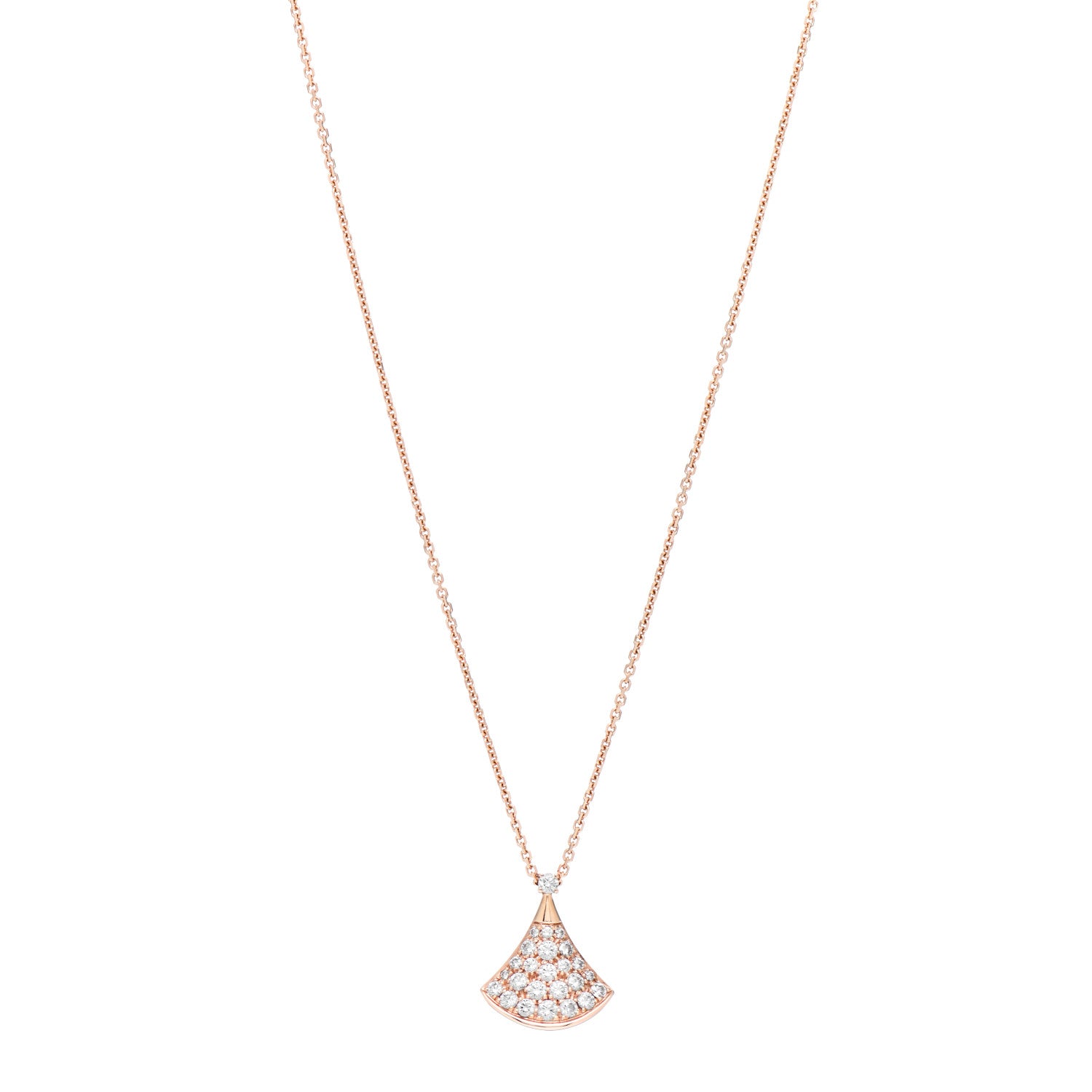 Bulgari 18K Rose Gold Diamond Divas' Dream Pave Pendant Necklace 1 of 5
