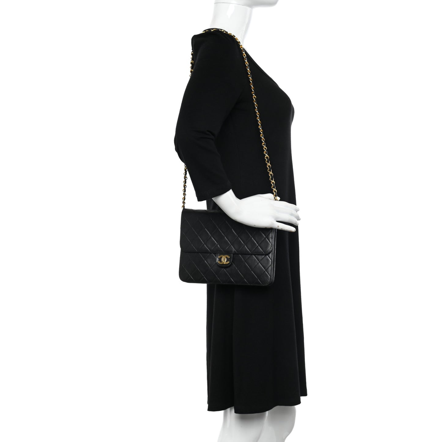 Lambskin Quilted Small Single Flap Bag Black