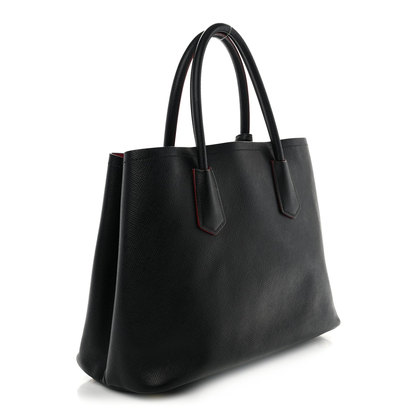 Saffiano Cuir Medium Double Bag Black Fuoco