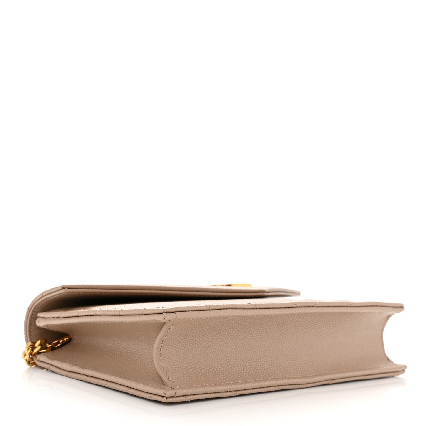 Grain De Poudre Matelasse Chevron Monogram Envelope Chain Wallet Dark Beige