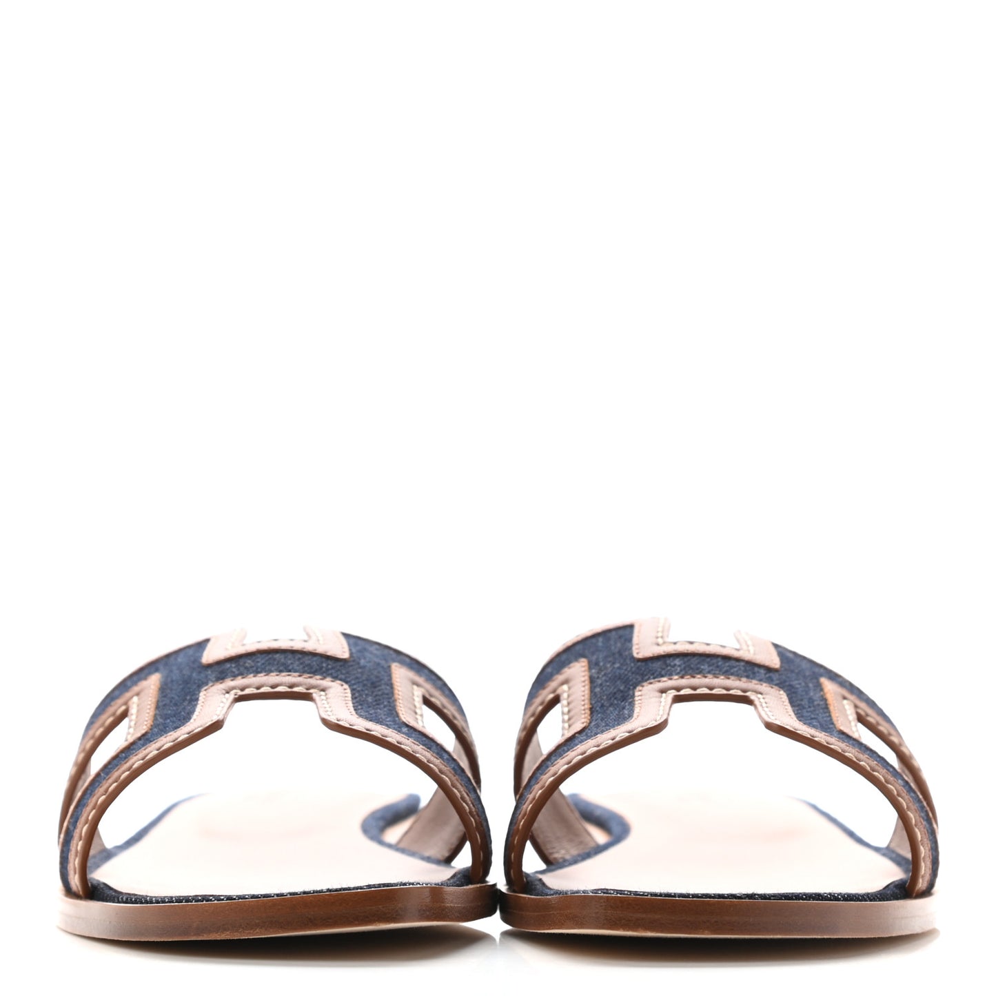 Calfskin Denim Oran Sandals 37 Bleu Brut Gold