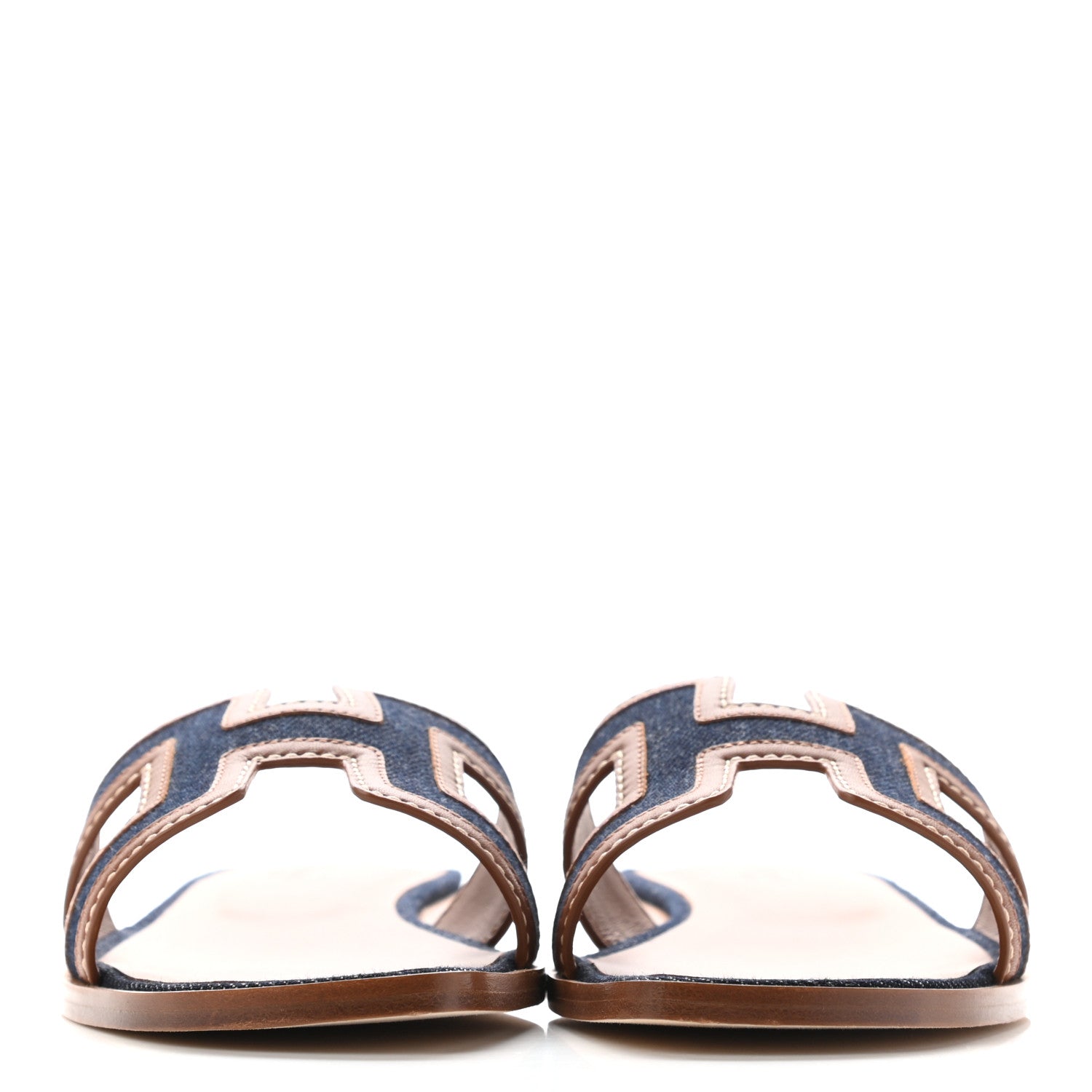 Hermes Calfskin Denim Oran Sandals 37 Bleu Brut Gold 2 of 8