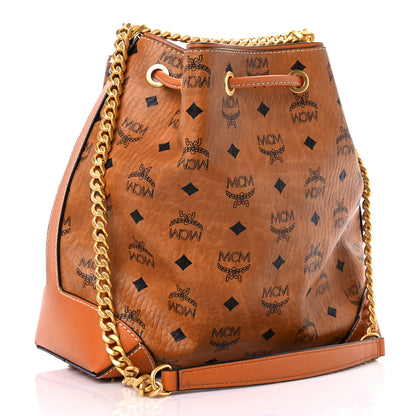 MCM Visetos Small Soft Berlin Drawstring Bucket Bag Cognac 2 of 11