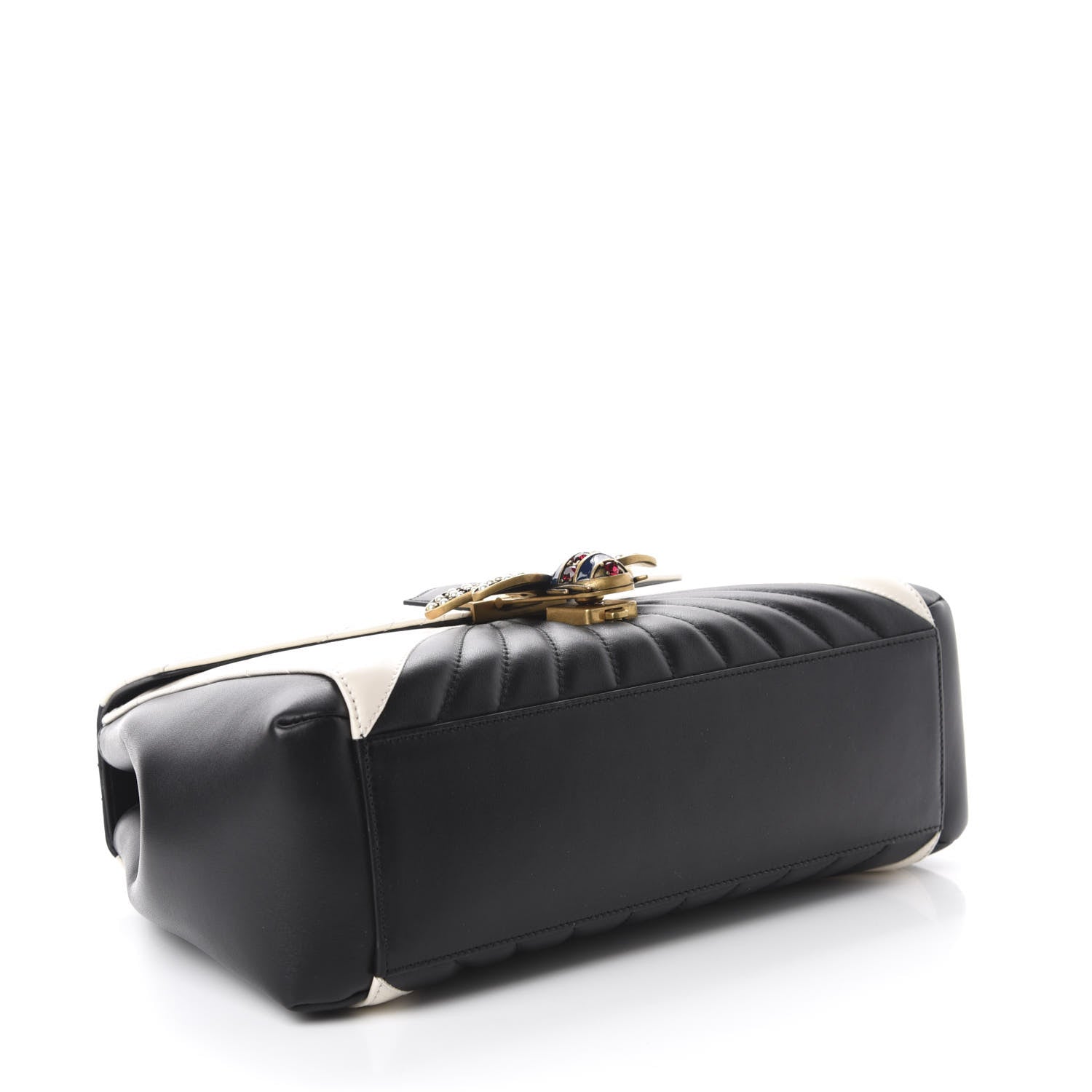 Gucci Calfskin Bamboo Trapuntata Queen Margaret Top Handle Bag Mystic White Black 4 of 10