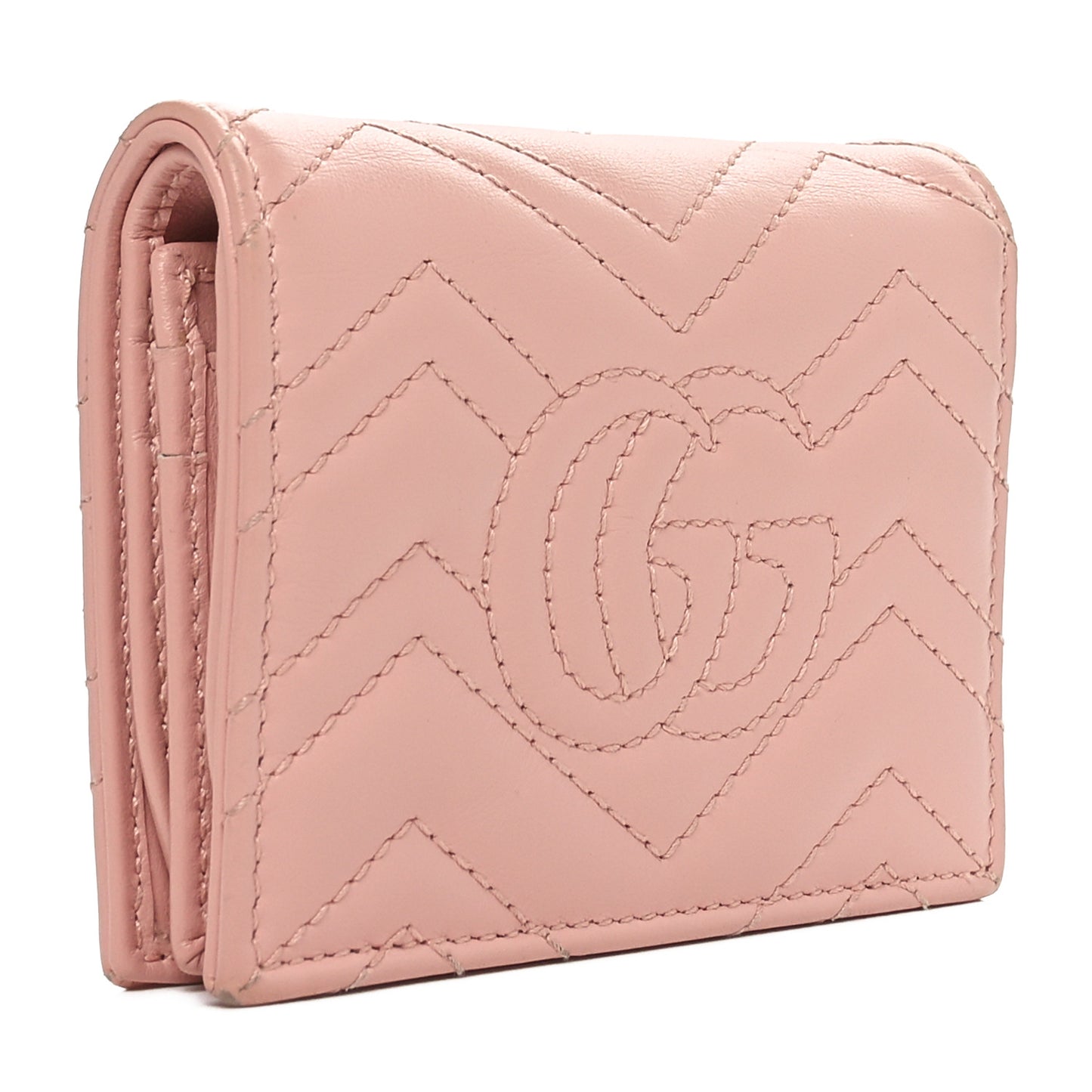 Calfskin Matelasse GG Marmont Card Case Wallet Perfect Pink