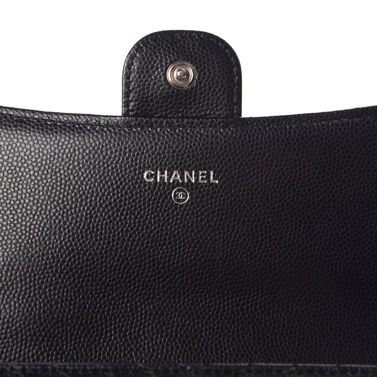 Caviar Chevron Quilted Large Flap Wallet Black