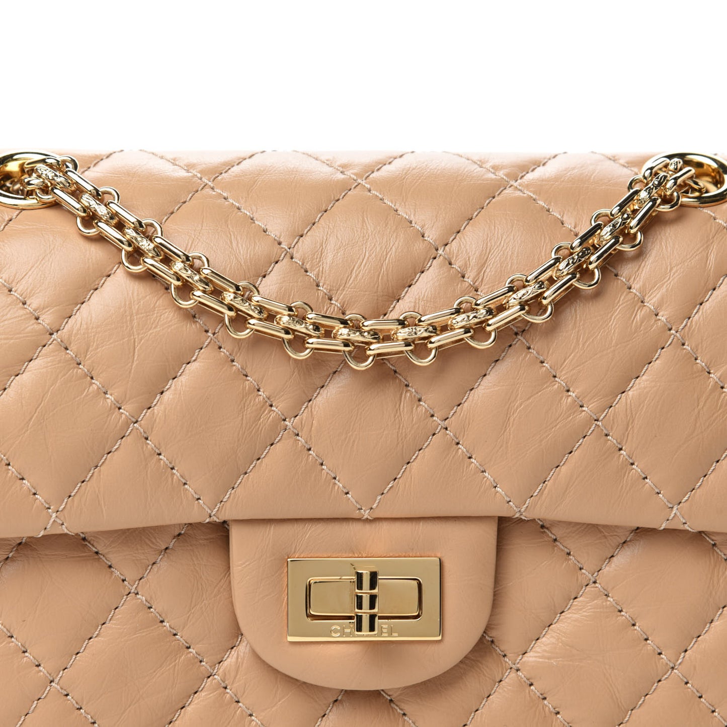 Aged Calfskin Quilted 2.55 Reissue Mini Flap Beige