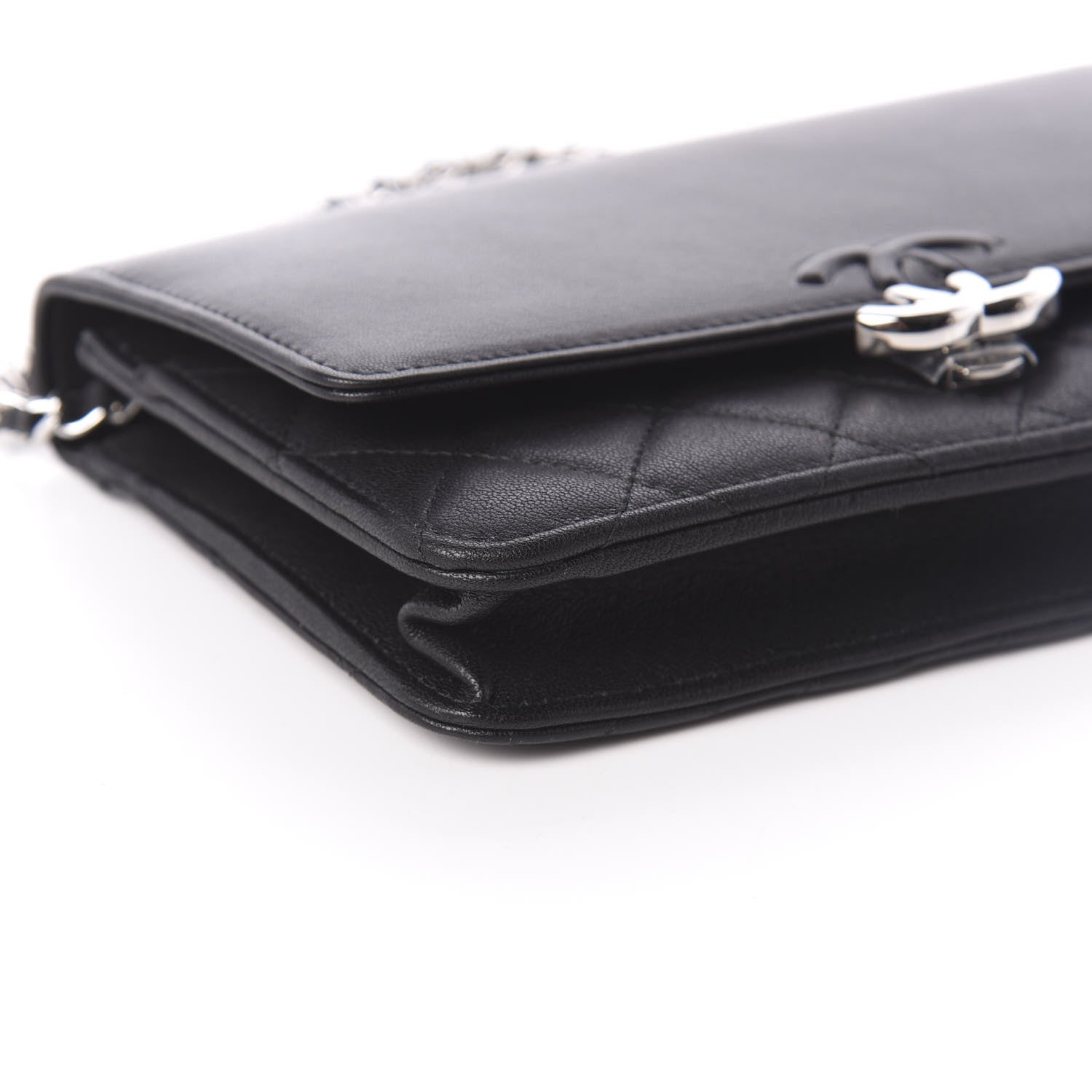 Chanel Grained Calfskin Quilted Urban Champion Wallet On Chain WOC Black 9 of 10