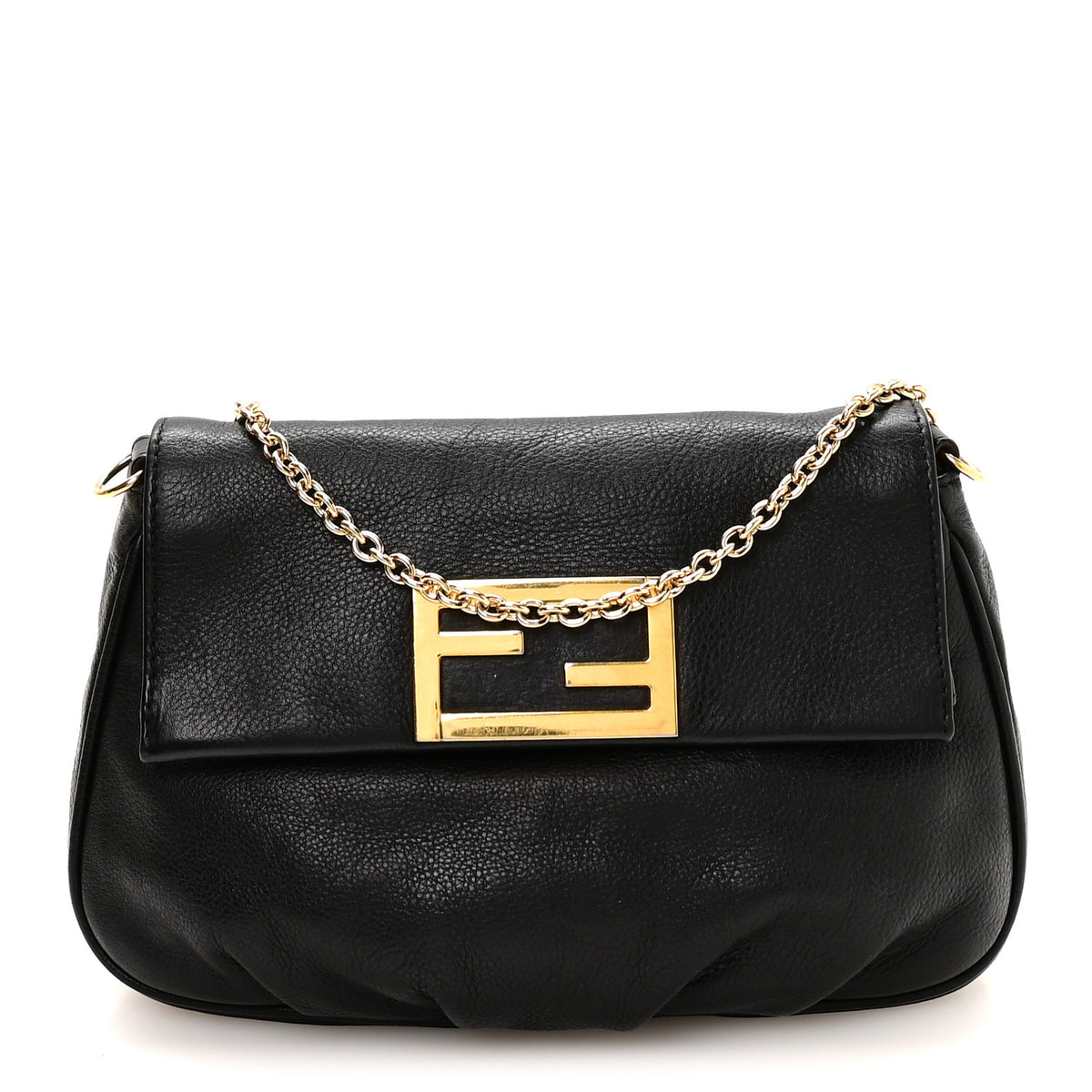 Vitello Flamingo Fendista Pouchette Crossbody Black