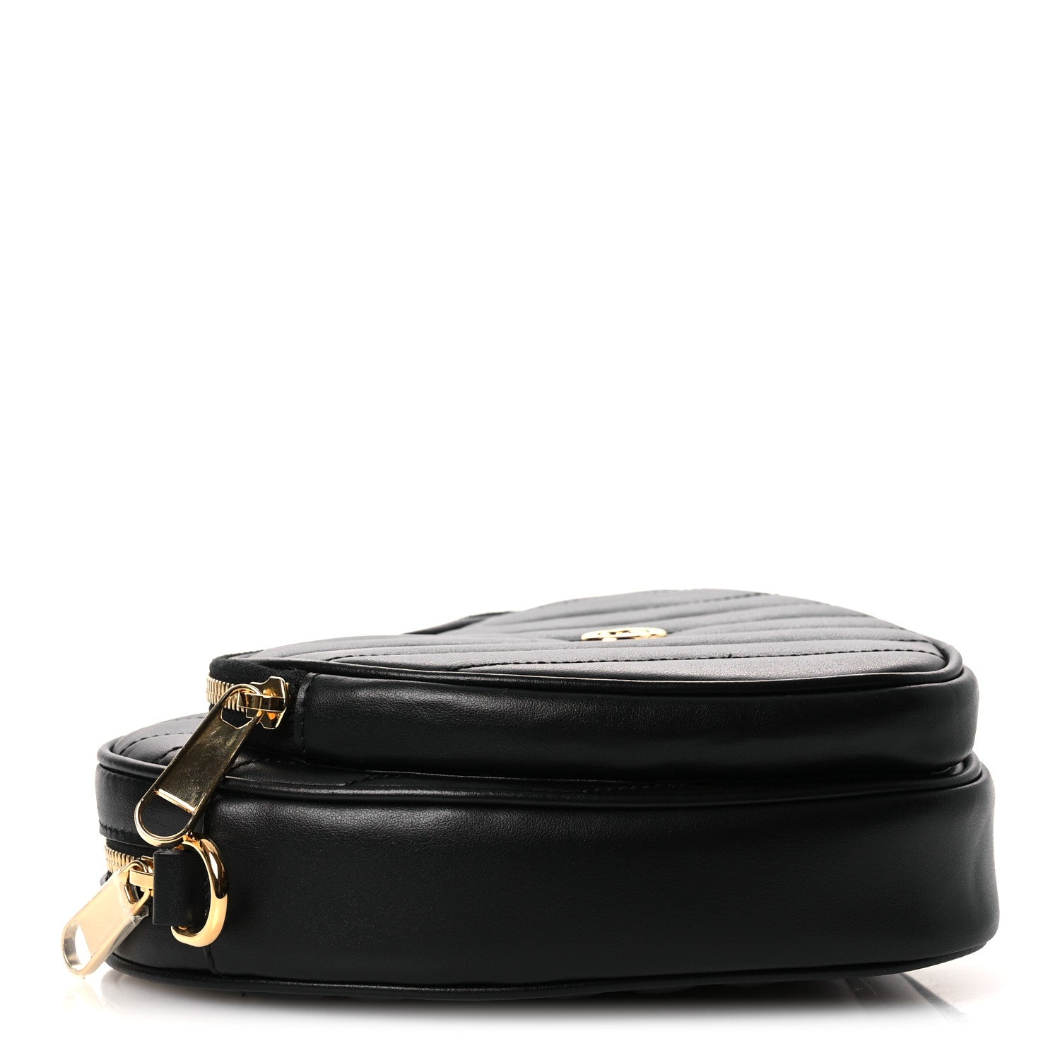 Gucci Calfskin Matelasse Diagonal Mini Interlocking G Heart Shoulder Bag Black 4 of 12