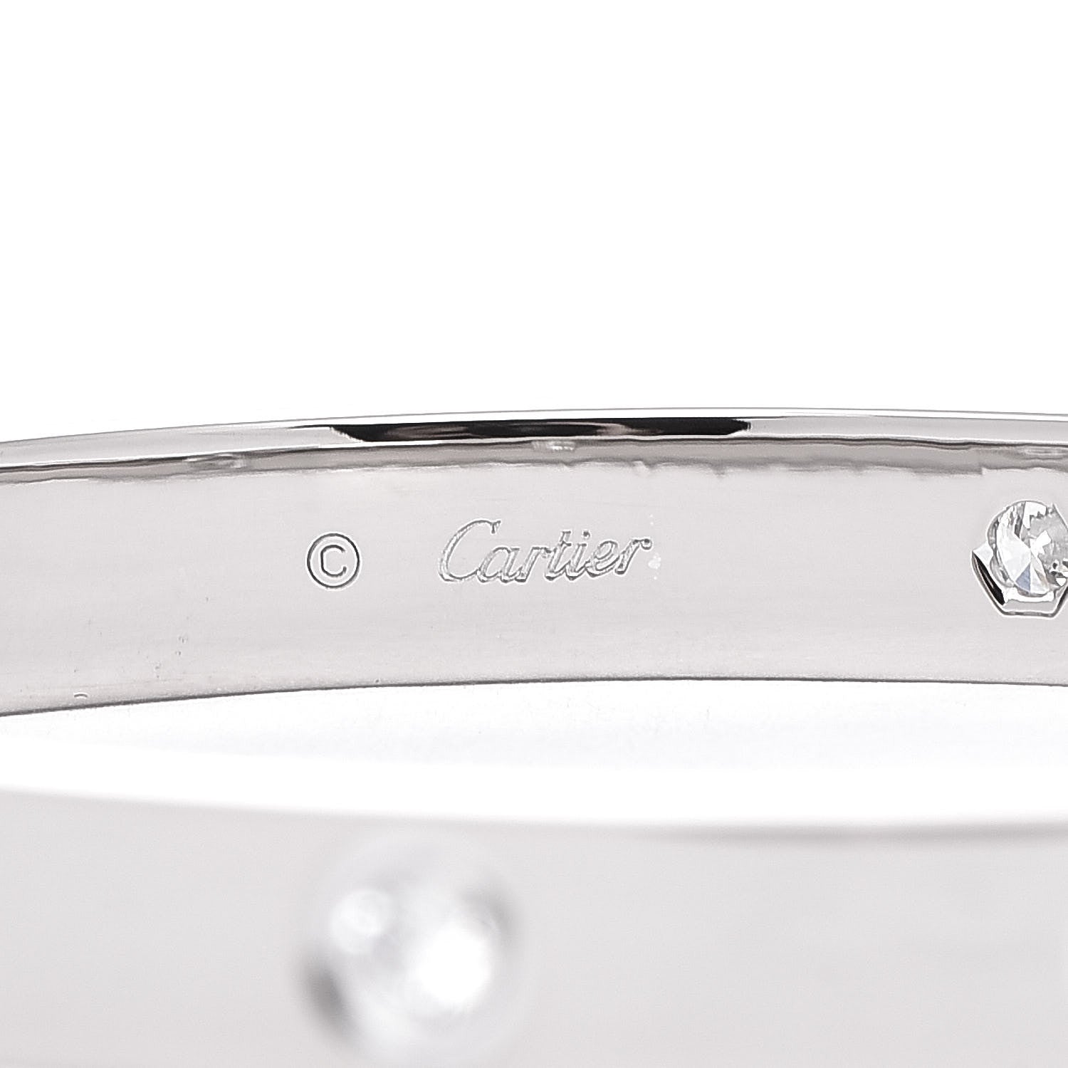 Cartier 18K White Gold 4 Diamond LOVE Bracelet 18 5 of 6
