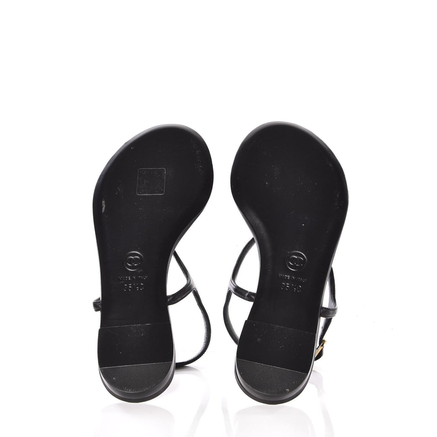 Lambskin Camellia Thong Sandals 35.5 Black White