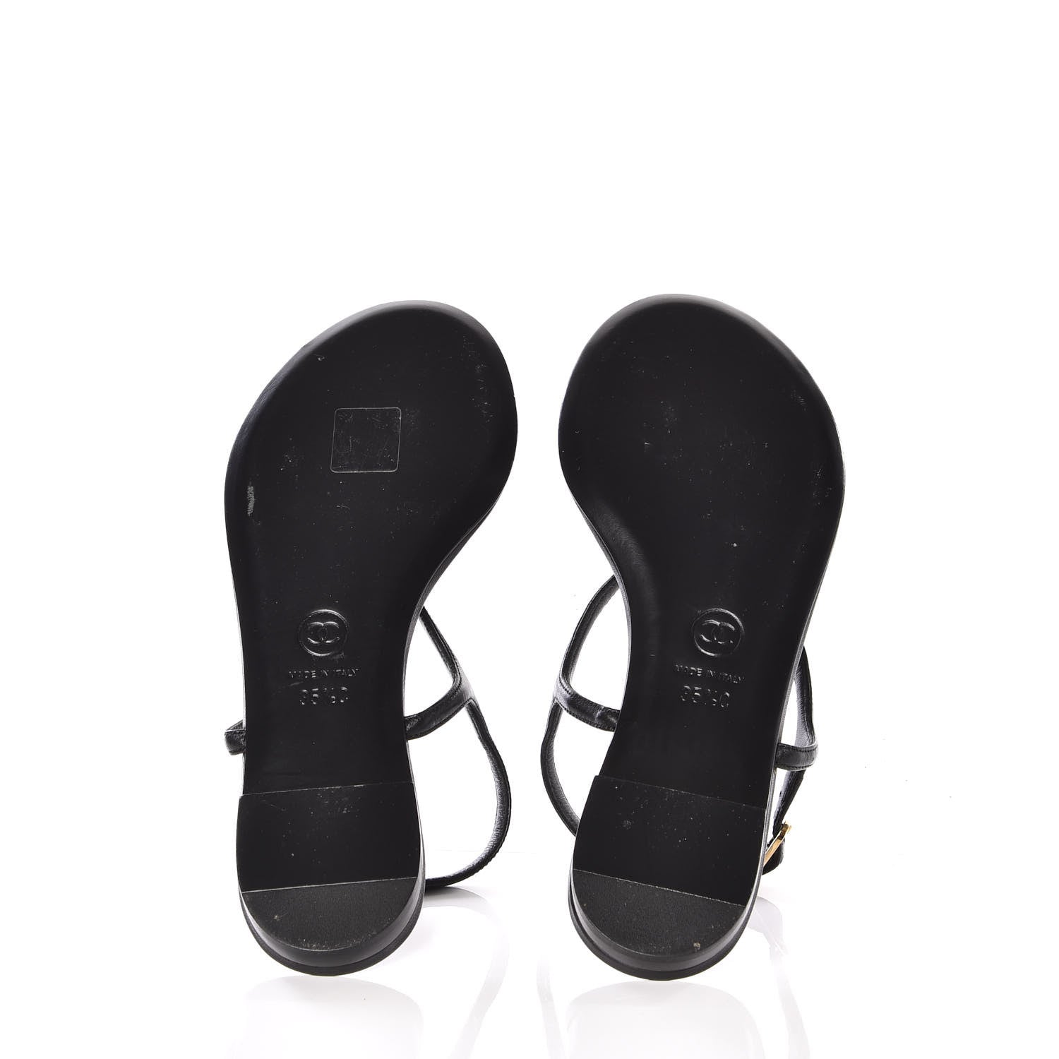 Chanel Lambskin Camellia Thong Sandals 35.5 Black White 6 of 11