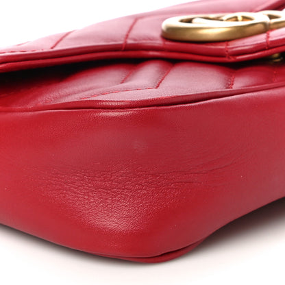 Gucci Calfskin Matelasse Super Mini GG Marmont Shoulder Bag Hibiscus Red 10 of 19