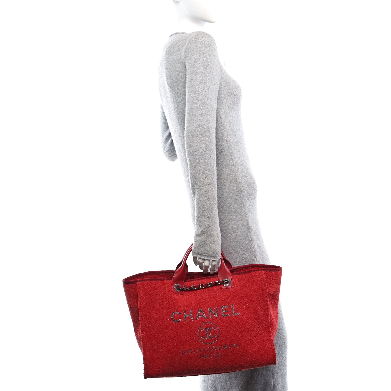 Chanel Lurex Boucle Medium Deauville Tote Red 2 of 10