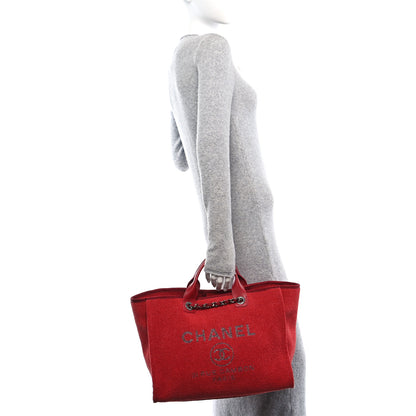 Chanel Lurex Boucle Medium Deauville Tote Red 2 of 10