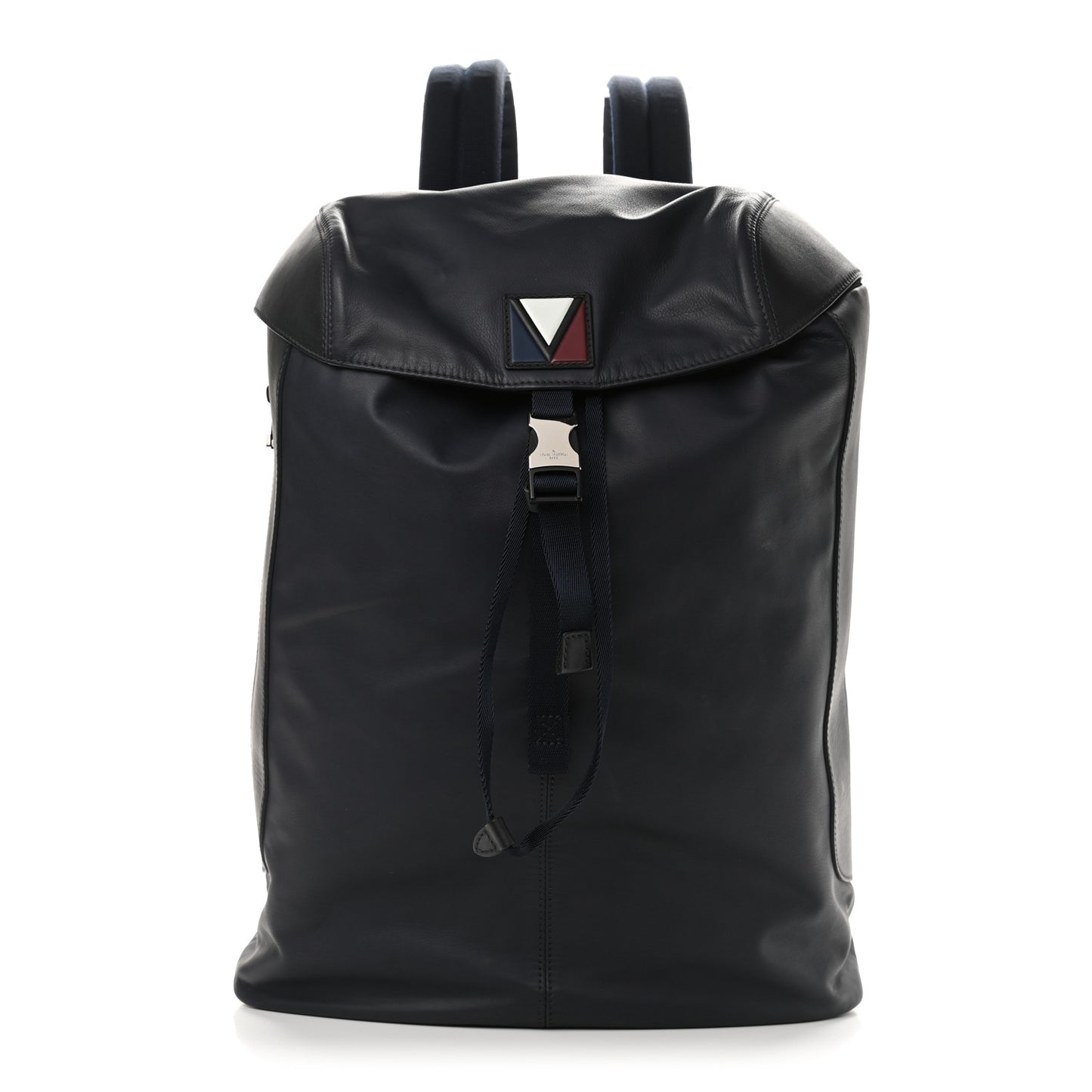 Calfskin Nylon V Line Pulse Backpack Navy Black