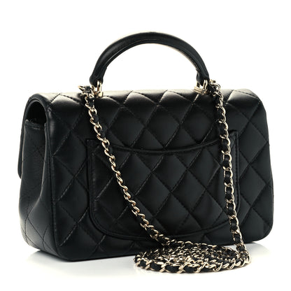 Chanel Lambskin Quilted Mini Top Handle Rectangular Flap Black 3 of 12