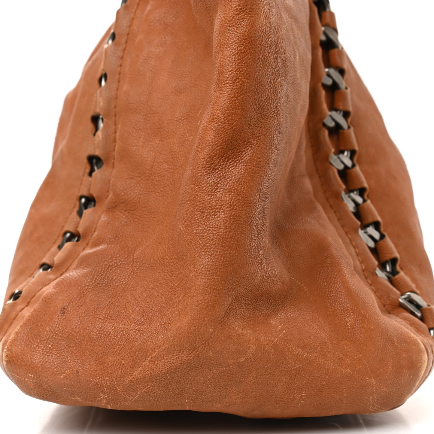 Calfskin Large East West Modern Chain Tote Dark Beige