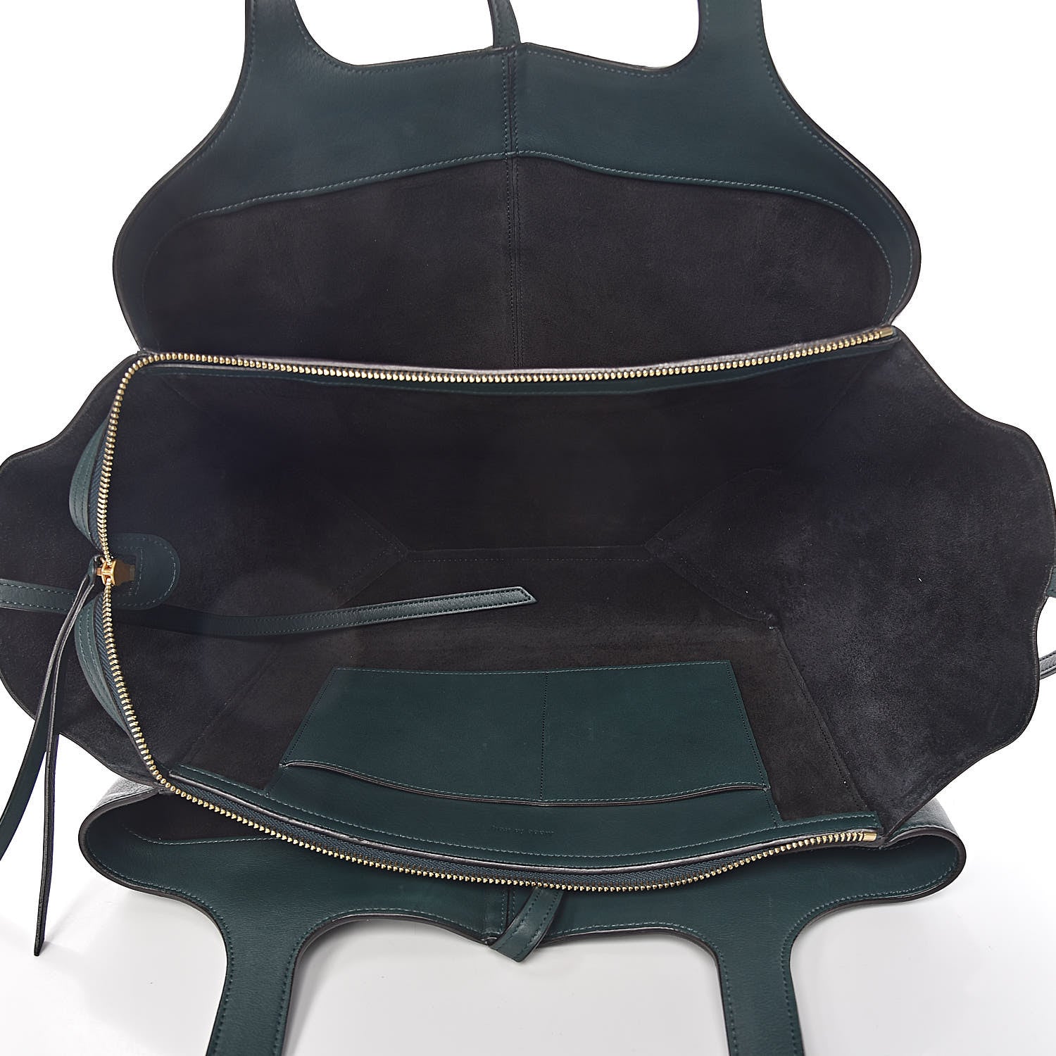 Celine Calfskin Medium Tri-Fold Bag Bottle Green 6 of 13