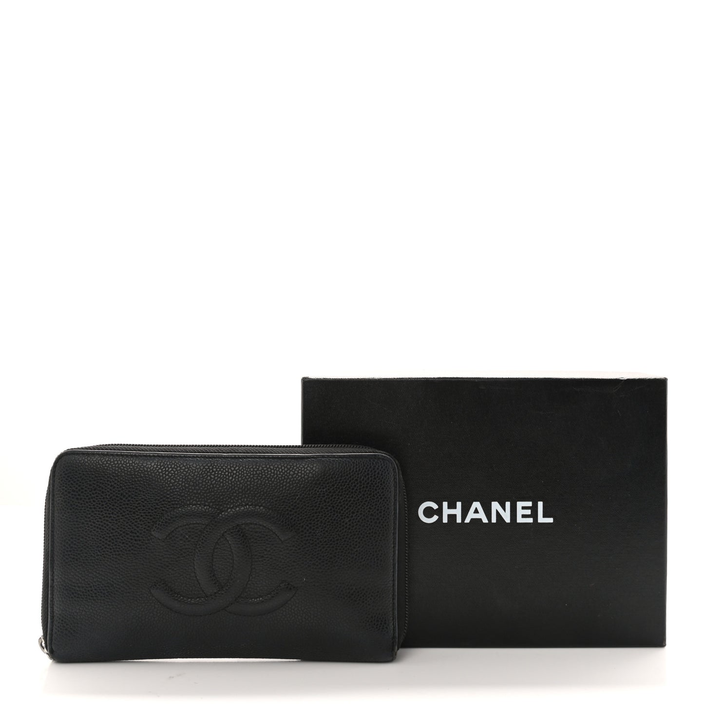 Caviar Large Timeless CC Zip Around Organizer Wallet Black