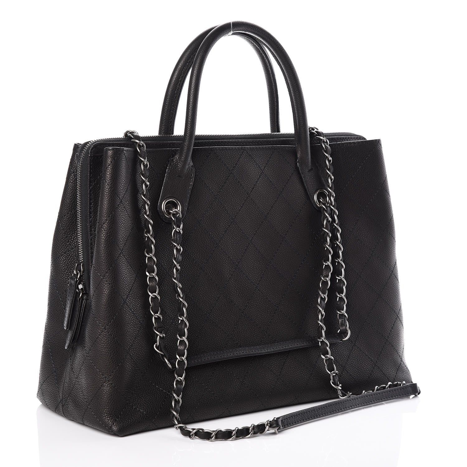 Chanel Grained Vegetal Calfskin Urban Shopping Tote Black 4 of 10