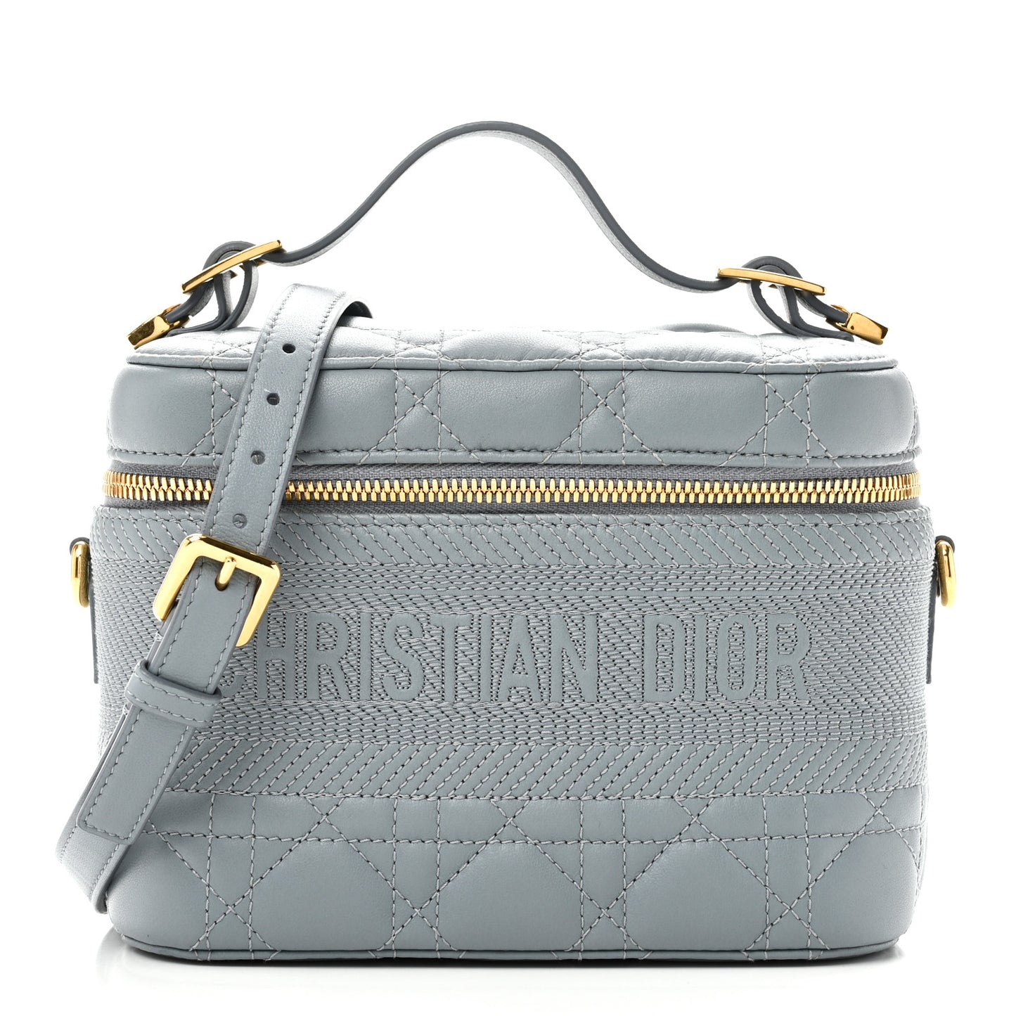 Lambskin Cannage Small Diortravel Vanity Case Cloud Blue