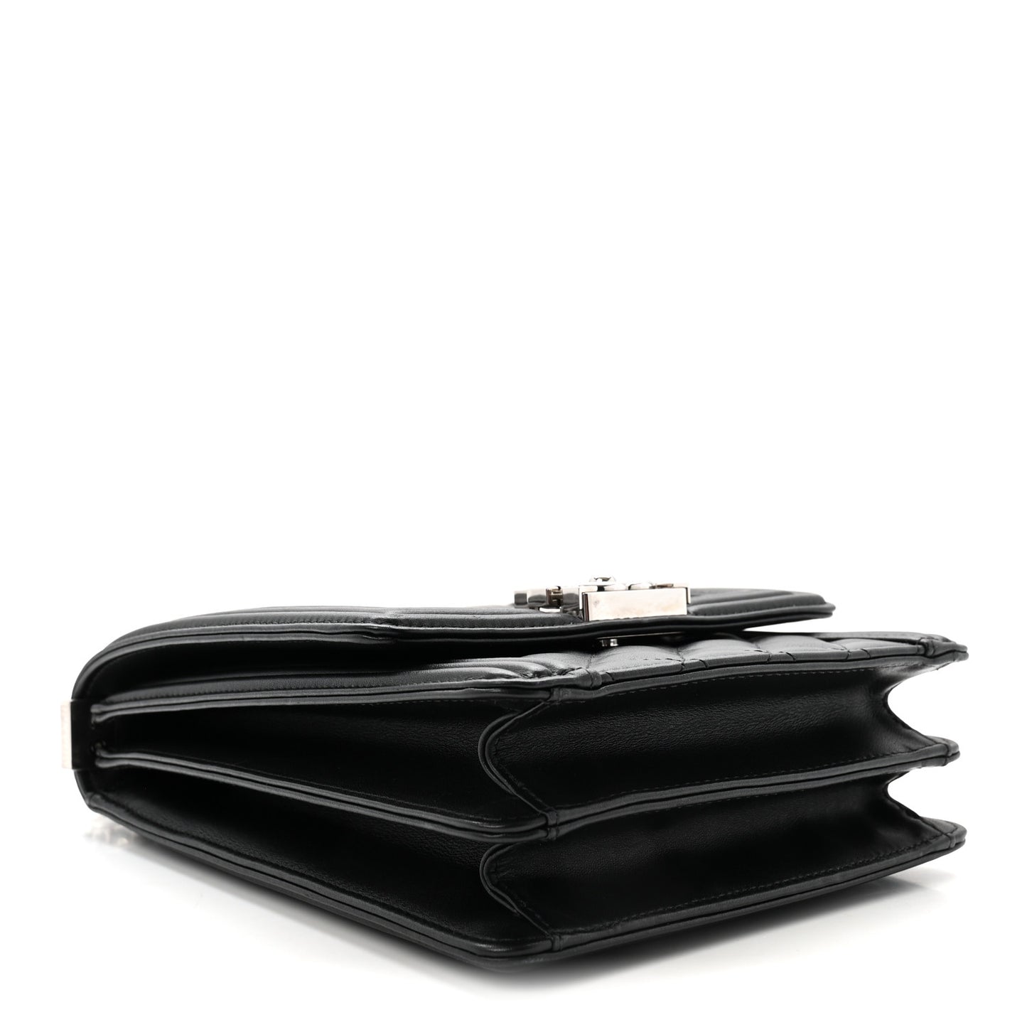 Calfskin Quilted North South Boy Flap Black
