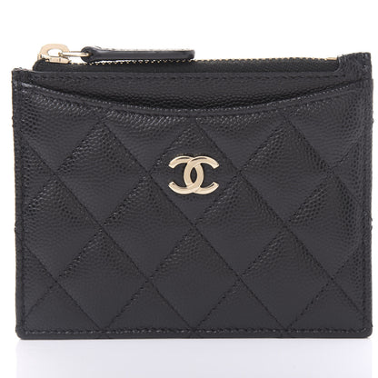 Chanel Caviar Quilted CC Zip Card Holder Black 9 of 11
