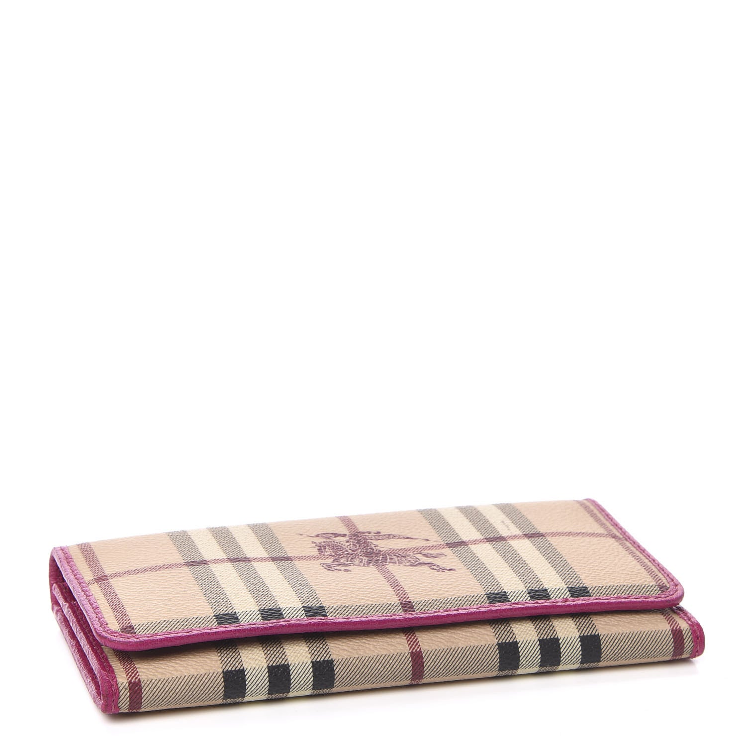 Burberry Haymarket Check Continental Wallet Rhubarb Pink 4 of 10