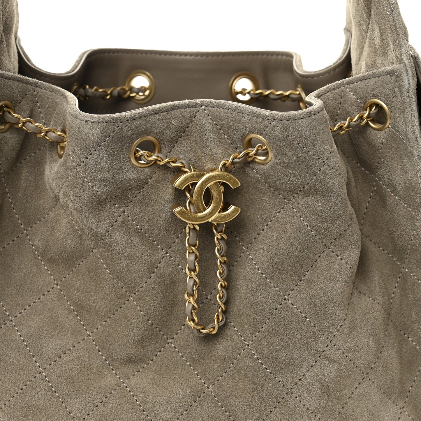 Suede Quilted Small Chanel 25 Handbag Dark Grey