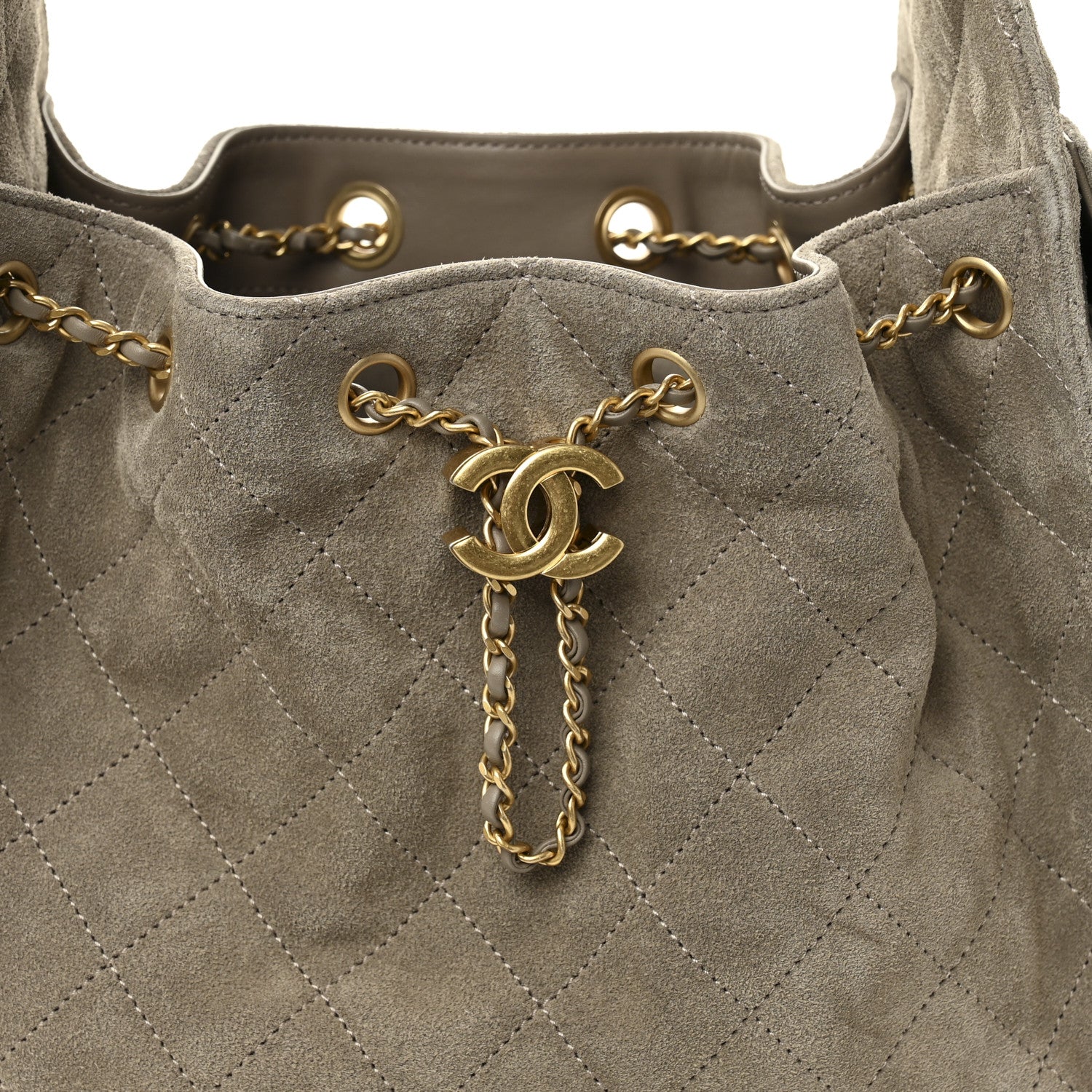 Chanel Suede Quilted Small Chanel 25 Handbag Dark Grey 9 of 12