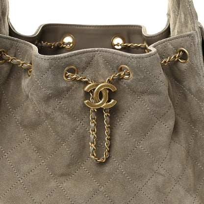 Chanel Suede Quilted Small Chanel 25 Handbag Dark Grey 9 of 12