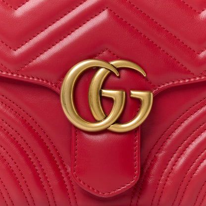 Gucci Calfskin Matelasse Small GG Marmont Top Handle Shoulder Bag Hibiscus Red 9 of 14