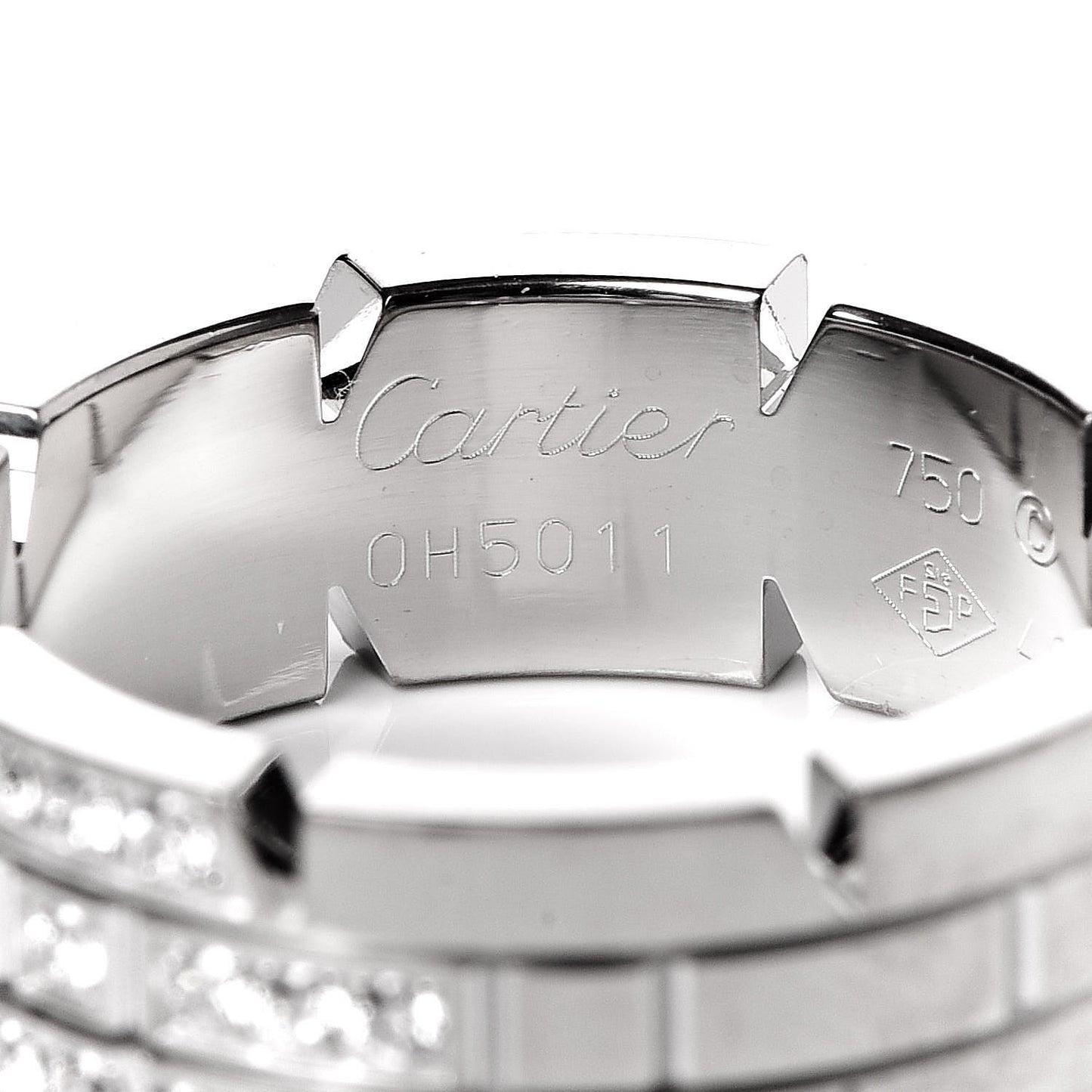 18K White Gold Diamond Tank Francaise Band Ring 49 5
