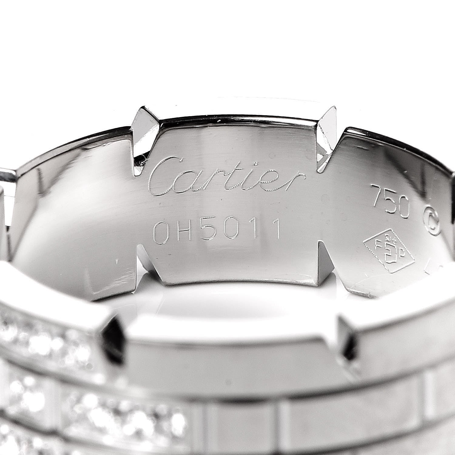 Cartier 18K White Gold Diamond Tank Francaise Band Ring 49 4.75 5 of 5