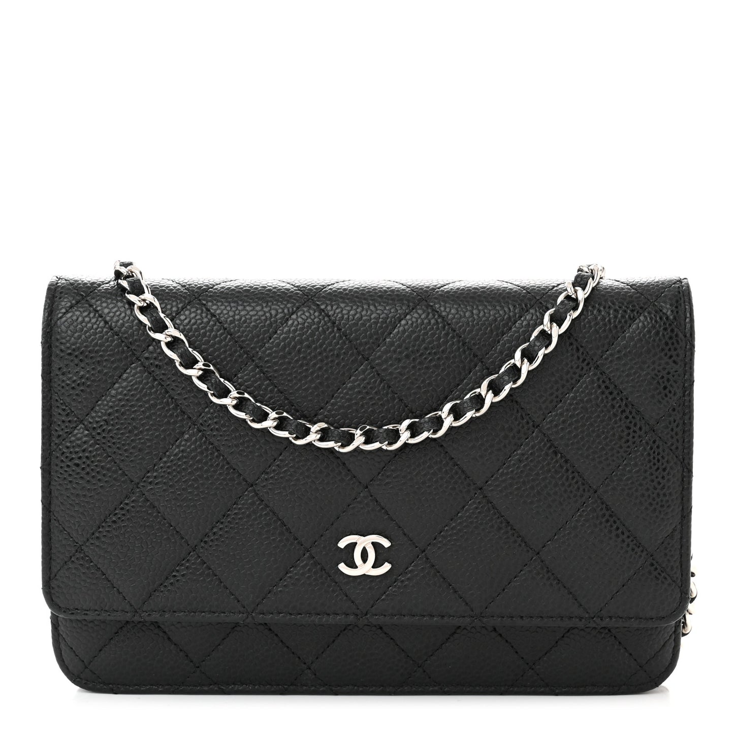 Caviar Quilted Wallet on Chain WOC Black