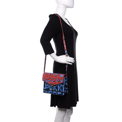 Burberry Calfskin Graffiti Print Small Macken Crossbody Bag Black 2 of 10