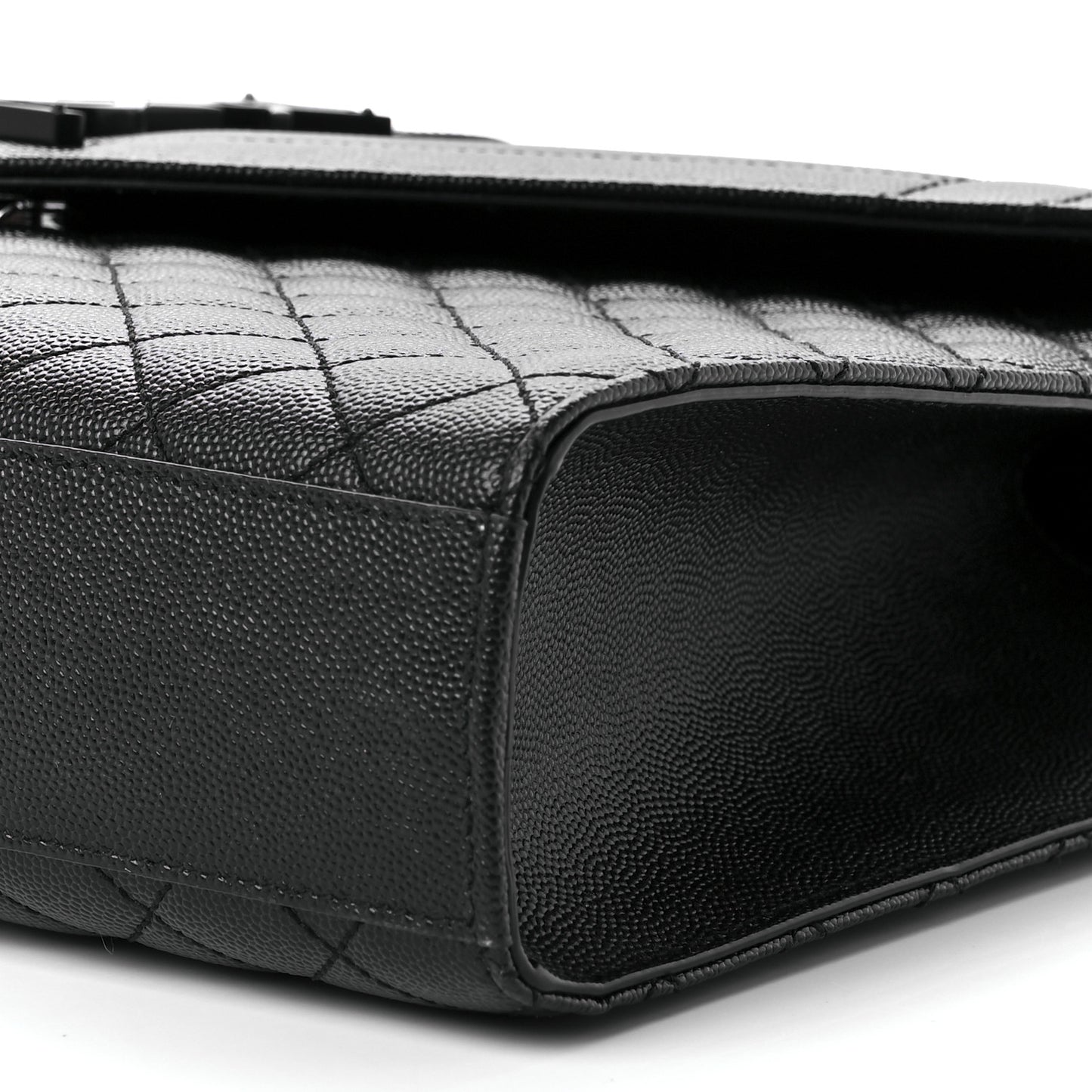 Grain De Poudre Textured Mixed Matelasse Large Triquilt Monogram Monochrome Satchel Black