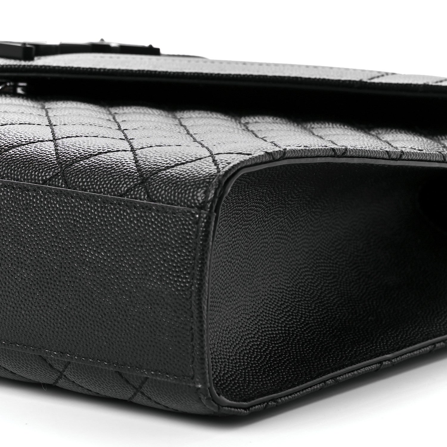 Saint Laurent Grain De Poudre Textured Mixed Matelasse Large Triquilt Monogram Monochrome Satchel Black 10 of 10
