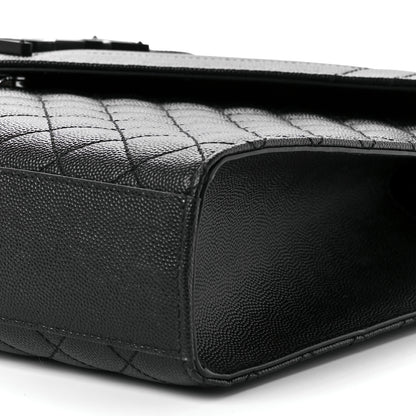 Saint Laurent Grain De Poudre Textured Mixed Matelasse Large Triquilt Monogram Monochrome Satchel Black 10 of 10